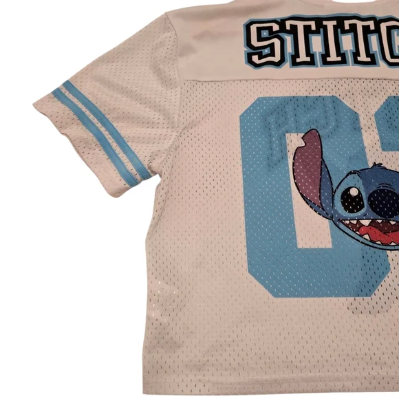 Disney Lilo & Stitch Cropped Jersey, White Women's Size Medium, Pre-owned - Picture 7 of 8